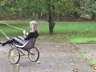 Ponygirl Pull The Carriage Of Mistress