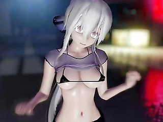 Haku Dancing In Sexy Brief Micro-skirt + Gradual Undressing (3 Dimensional Anime Porn)