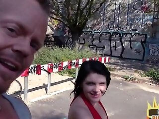 Real Pickedup First-timer Flashing Stranger And Gets Poked Outdoor