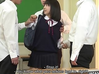 Goody-goody Tomoyo Isumi Gets Messy Facial Cumshot After Blowbang Scene