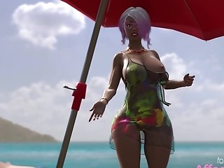 Big Tits Honey Masturbating While Futa Honeys Fucking On The Beach In A Three Dimensional Animation