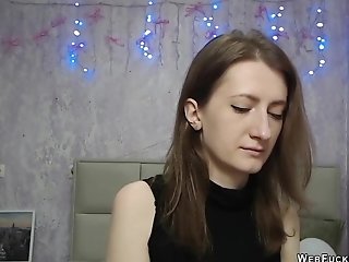 Unexperienced Stunner Fondling Tits On Webcam Solo